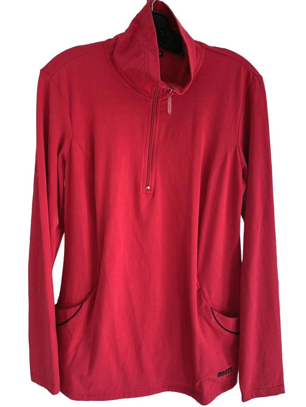 Roots women's Red Active Half-Zip Pullover Sweater- Large